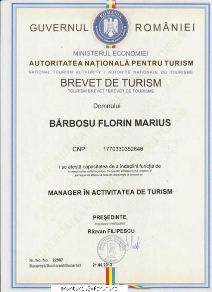 Obtinem brevete de manager/director de turism - Biroul de consultanta Master Business obtine - Servicii